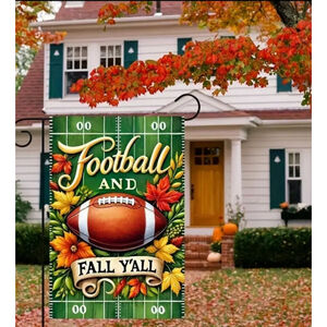 Football and Fall Y'all Garden Flag Green